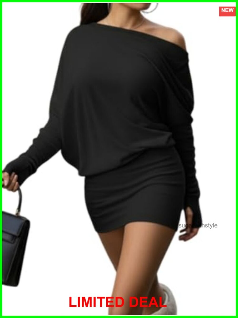 Off Shoulder Batwing Sleeve Mini Dress Ruched Loose Club Dress